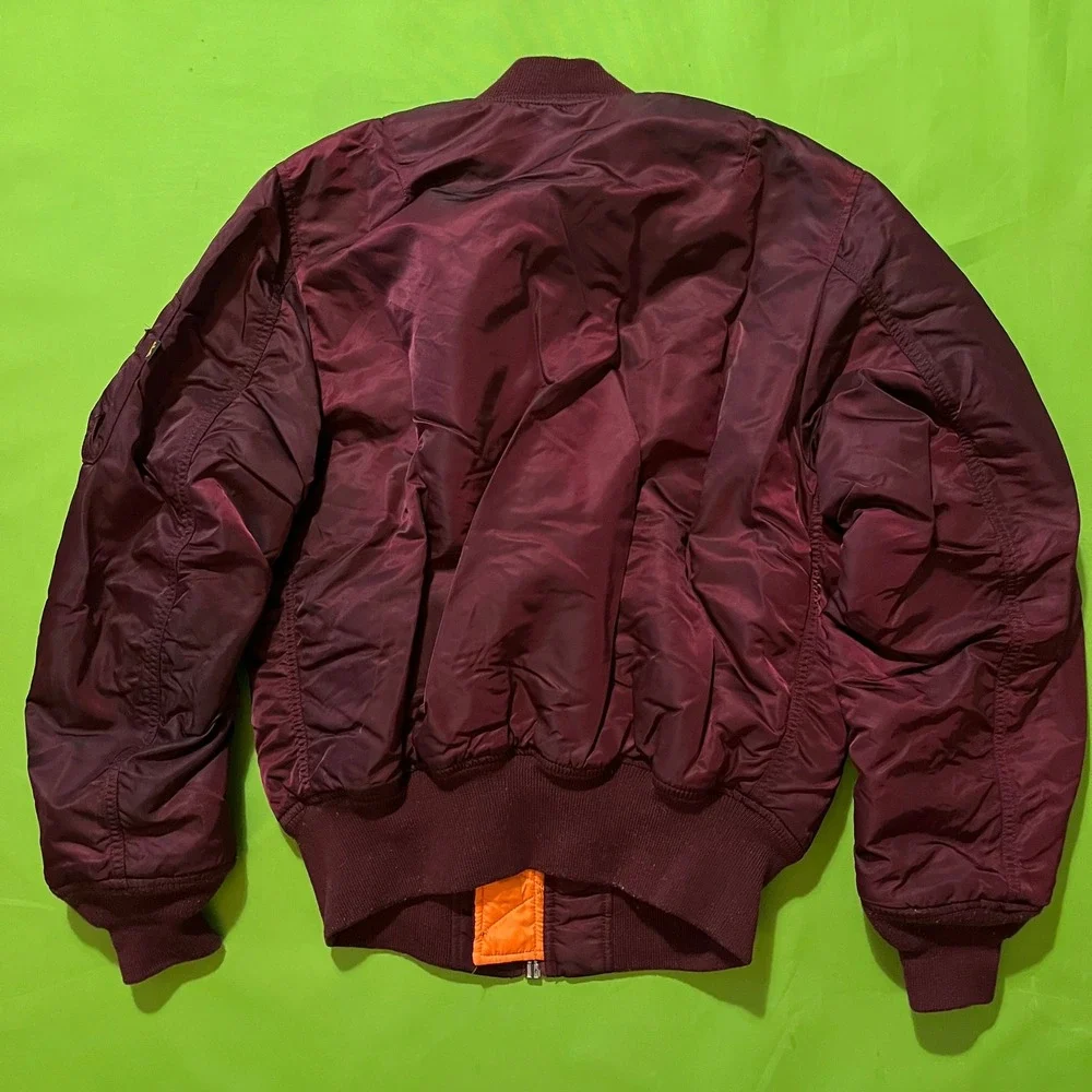 VTG Alpha Industries MA-1 Flight Jacket Maroon Burgundy Reversible Orange Small